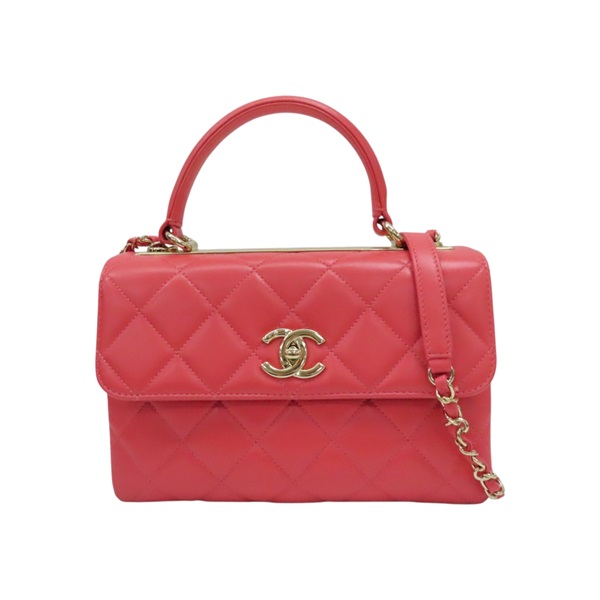 粉色 羊皮 Trendy CC 兩用包 金扣【CHANEL 香奈兒】 A92236