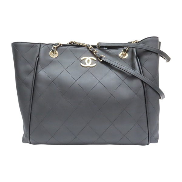 黑色 牛皮 鍊帶 托特包 肩背包 金扣【CHANEL 香奈兒】 AS3818