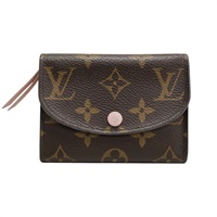 棕色 原花帆布 Rosalie 扣式 短夾【LOUIS VUITTON LV 路易威登】 M62361