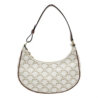 白色帆布 棕色牛皮 Ava 肩背包【CELINE 賽琳】 193952BZJ.01BC
