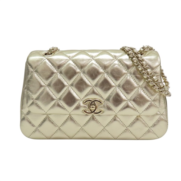 金色 羊皮 Matelasse 鍊帶 肩背包 金扣【CHANEL 香奈兒】