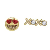 金色 笑臉 針式耳環【Swarovski 施華洛世奇】