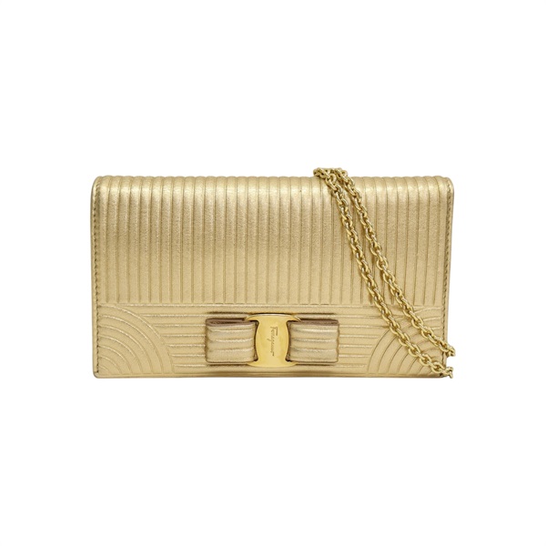 金色牛皮 Vara Bow 肩背包 KM-22C408【Salvatore Ferragamo 菲拉格慕】 KM-22C408