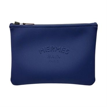 深藍色 太空棉 壓花字樣 Neobain 收納袋【HERMES 愛馬仕】