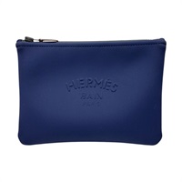 深藍色 太空棉 壓花字樣 Neobain 收納袋【HERMES 愛馬仕】
