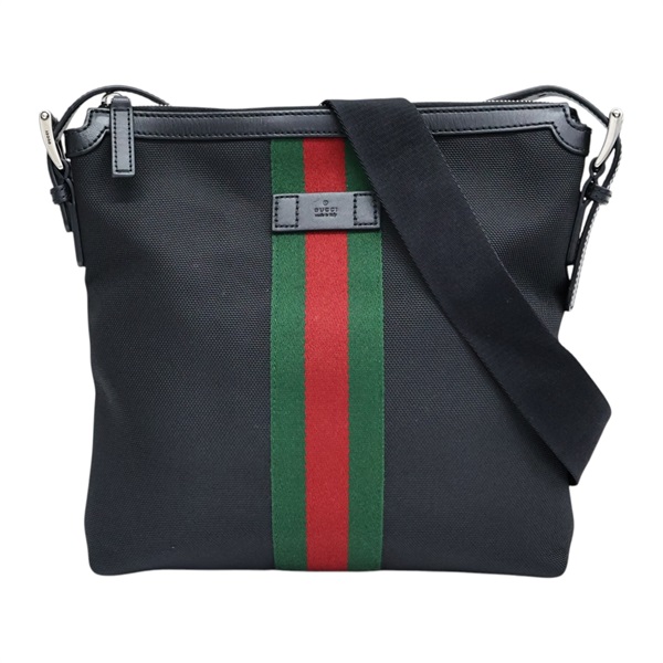 黑色 帆布 Web Messenger 肩背包【GUCCI 古馳】 631199