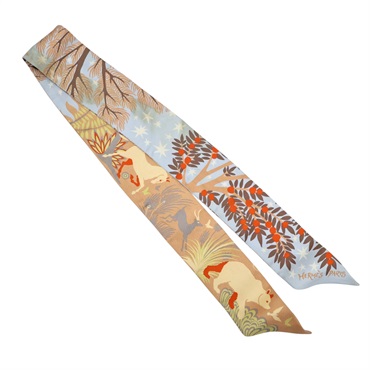 藍/橘色 絲綢 Sous le Charme d'Orphée 絲巾【HERMES 愛馬仕】