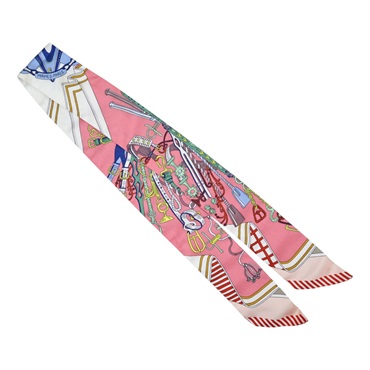 粉色 絲綢 Bouquets Sellier 絲巾【HERMES 愛馬仕】