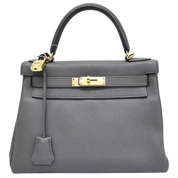 錫器灰 Togo牛皮 Kelly 28 凱莉包 手提包 C刻 金扣 缺背帶【HERMES 愛馬仕】