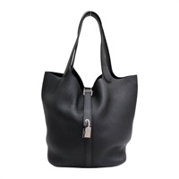 黑色 Clemence牛皮 Picotin Lock 22 手提包 W刻 銀扣【HERMES 愛馬仕】 H060991CK