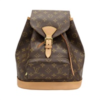 棕色 原花帆布 Montsouris MM 後背包【LOUIS VUITTON LV 路易威登】 M51136