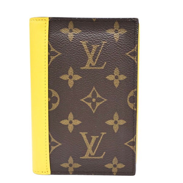 護照套 棕色 原花 帆布 拚黃色牛皮【LOUIS VUITTON LV 路易威登】 M82864