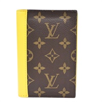 護照套 棕色 原花 帆布 拚黃色牛皮【LOUIS VUITTON LV 路易威登】 M82864