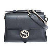 黑色 牛皮 Interlocking G Top Handle 肩背包【GUCCI 古馳】 510302