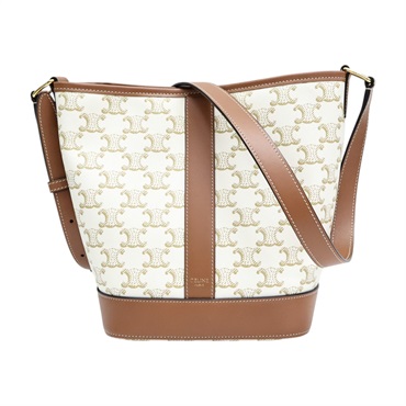 白色 Triomphe 帆布 Bucket 水桶包 肩背包【CELINE 賽琳】 191442CAS.01BC