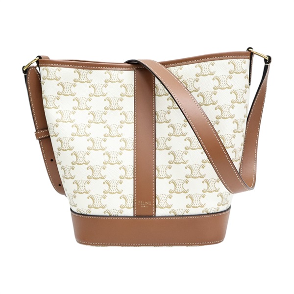 白色 Triomphe 帆布 Bucket 水桶包 肩背包【CELINE 賽琳】 191442CAS.01BC