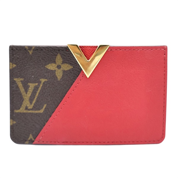 棕色 原花 PVC塗層帆布 紅色牛皮 卡片夾【LOUIS VUITTON LV 路易威登】 M56172