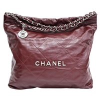酒紅色 牛皮 22 大號 肩背包 金釦【CHANEL 香奈兒】 AS3261