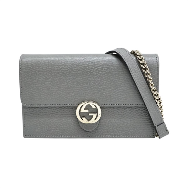 灰色 牛皮 Interlocking G 肩背包【GUCCI 古馳】 615523