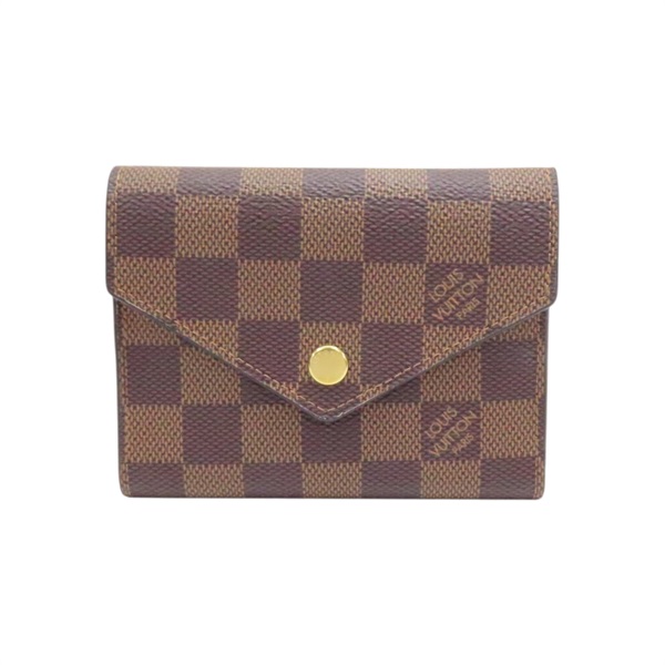 粉/棕色 棋盤格帆布 Victorine 三折短夾【LOUIS VUITTON LV 路易威登】 N61700