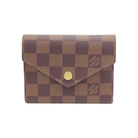 粉/棕色 棋盤格帆布 Victorine 三折短夾【LOUIS VUITTON LV 路易威登】 N61700