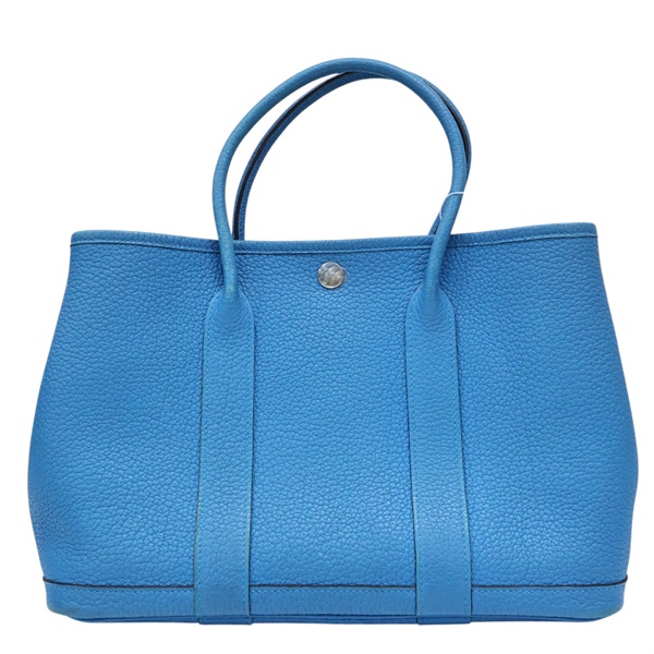 島嶼藍色 Negonda牛皮 Garden Party 30CM 手提包 X刻【HERMES 愛馬仕】