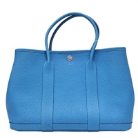 島嶼藍色 Negonda牛皮 Garden Party 30CM 手提包 X刻【HERMES 愛馬仕】
