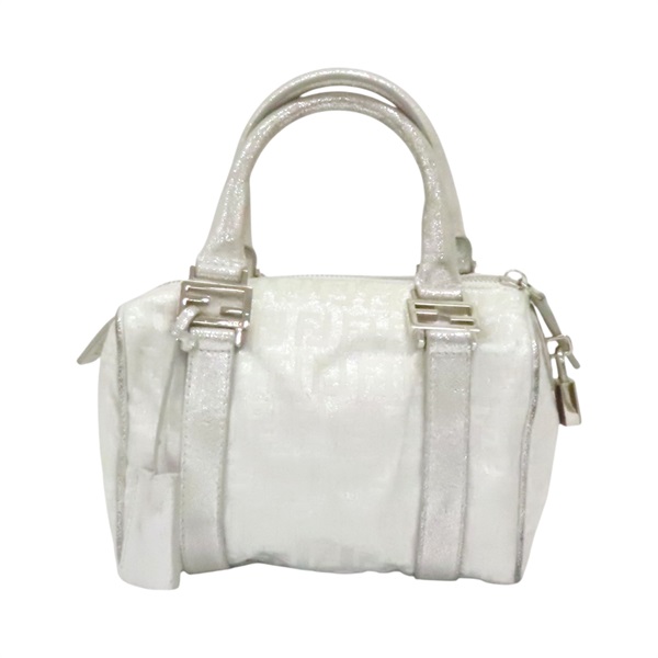 銀色 帆布 波士頓包 手提包【FENDI 芬迪】 8BL071