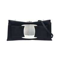 黑色 緞布 Satin Vara Bow Clutch 兩用包【Salvatore Ferragamo 費拉格慕】 Q214900