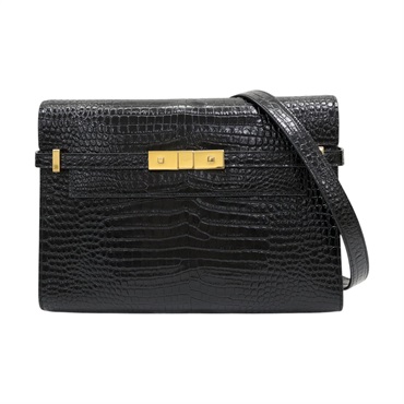黑色 鰐魚紋壓花 牛皮 Manhattan 肩背包【SAINT LAURENT YSL 聖羅蘭 】 579271