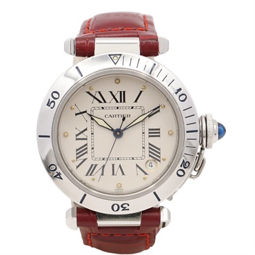 Pasha de Cartier 腕錶 白色錶面 紅色錶帶(非原廠錶帶) 【Cartier 卡地亞】 W3100255