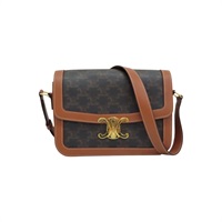 棕色 PVC塗層帆布 CLASSIQUE TRIOMPHE 肩背包【CELINE 賽琳】 191242BZ4