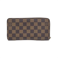 棕色 棋盤格帆布 Zippy 拉鍊長夾【LOUIS VUITTON LV 路易威登】 N41661