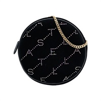 黑色 絨布 Mini Roung Crystal Bag 肩背包【Stella McCartney 史黛拉·麥卡尼】 581289
