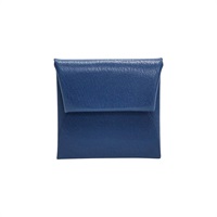 藍色羊皮 Bastia 扣式 零錢包 U刻【HERMES 愛馬仕】