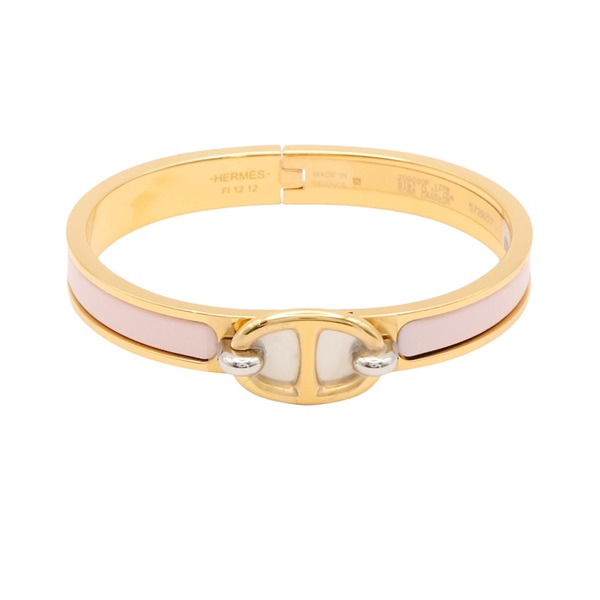 粉色琺瑯 金色鍍金 mini Clic chaine d'Ancre 手環【HERMES 愛馬仕】 H209000F 1ZPM
