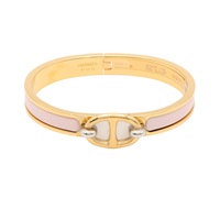 粉色琺瑯 金色鍍金 mini Clic chaine d'Ancre 手環【HERMES 愛馬仕】 H209000F 1ZPM