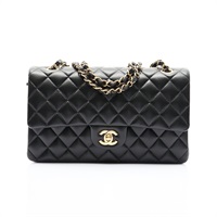 黑色 菱格紋 羊皮 Coco25 鍊帶 肩背包 金釦【CHANEL 香奈兒】 A01112
