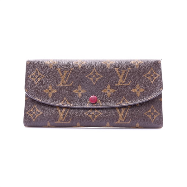 棕色 原花 帆布 Emilie 扣式長夾【LOUIS VUITTON LV 路易威登】 M60697