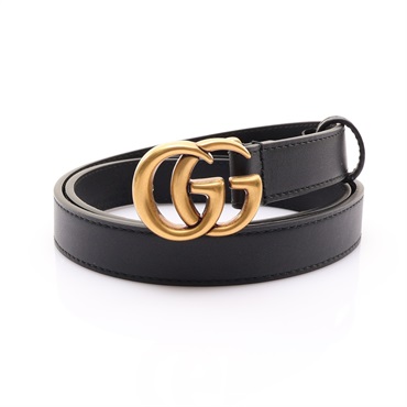 黑色 牛皮 GG Marmont 皮帶 75cm【GUCCI 古馳】 409417