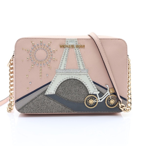 粉紅/多色 牛皮 Eiffel Tower Bicycle 肩背包【MICHAEL KORS 麥可寇斯】