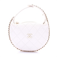 CHANEL 香奈兒 Chain Around Pouch Hobo 手提包 白色 菱格紋 羊皮 AP3095