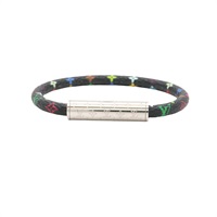 LOUIS VUITTON LV 路易威登 Confidential手環 黑色 原花 PVC塗層帆布 M8974F M8974F