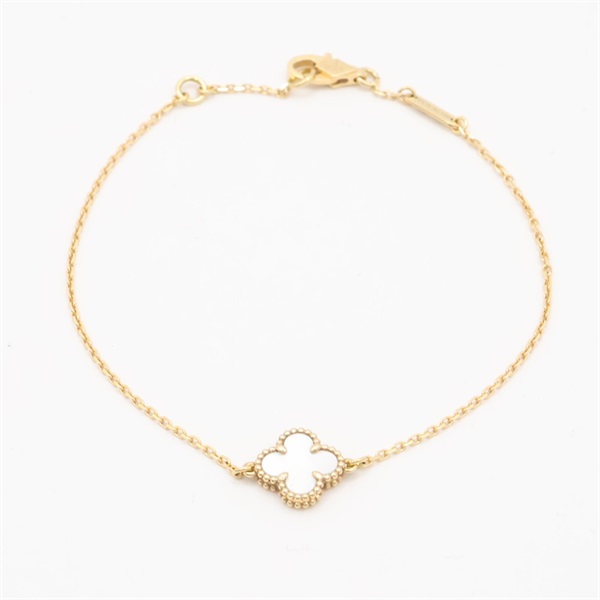 18K 黃金 白色貝母 Sweet Alhambra 手鍊【Van Cleef & Arpels 梵克雅寶】 VCARF68800
