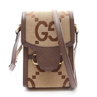棕色 Jumbo GG 帆布 牛皮 Horsebit 1955 Mini 手機包 肩背包【GUCCI 古馳】 625615