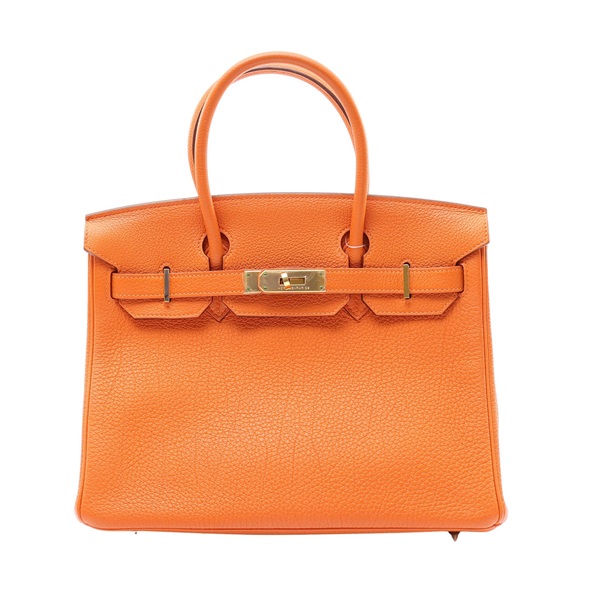 愛馬仕橘 Togo 牛皮 Birkin 30 柏金包 手提包 口M刻 金釦【HERMES 愛馬仕】
