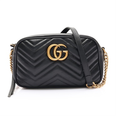 黑色 Matelasse 牛皮 GG Marmont 相機 肩背包【GUCCI 古馳】 447632
