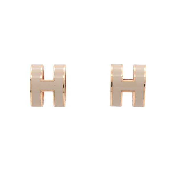 大象灰 漆面 金色金屬 Pop H 耳環【HERMES 愛馬仕】