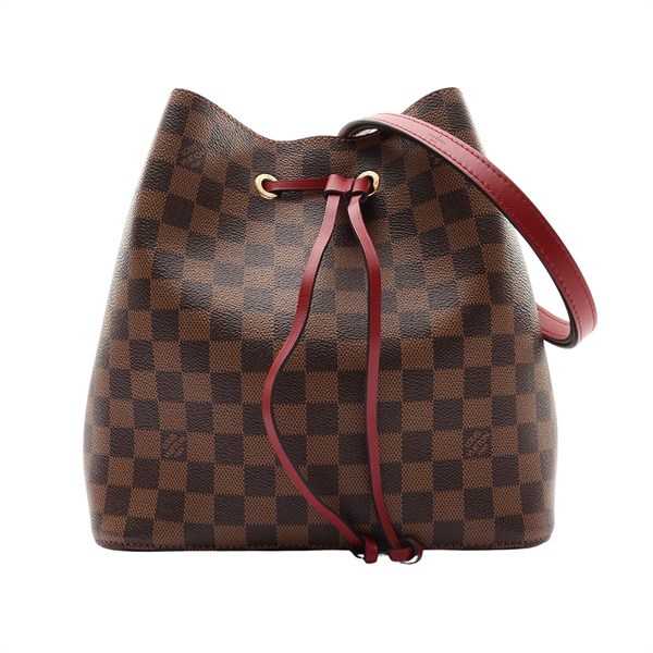 棕色 棋盤格 紅色牛皮 NeoNeo MM 水桶包 肩背包【LOUIS VUITTON LV 路易威登】 N40214
