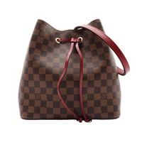 棕色 棋盤格 紅色牛皮 NeoNeo MM 水桶包 肩背包【LOUIS VUITTON LV 路易威登】 N40214